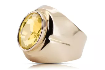 Пръстен Жълт перидот Оригинално ретро 14k розово злато Винтидж крафт vrc296r